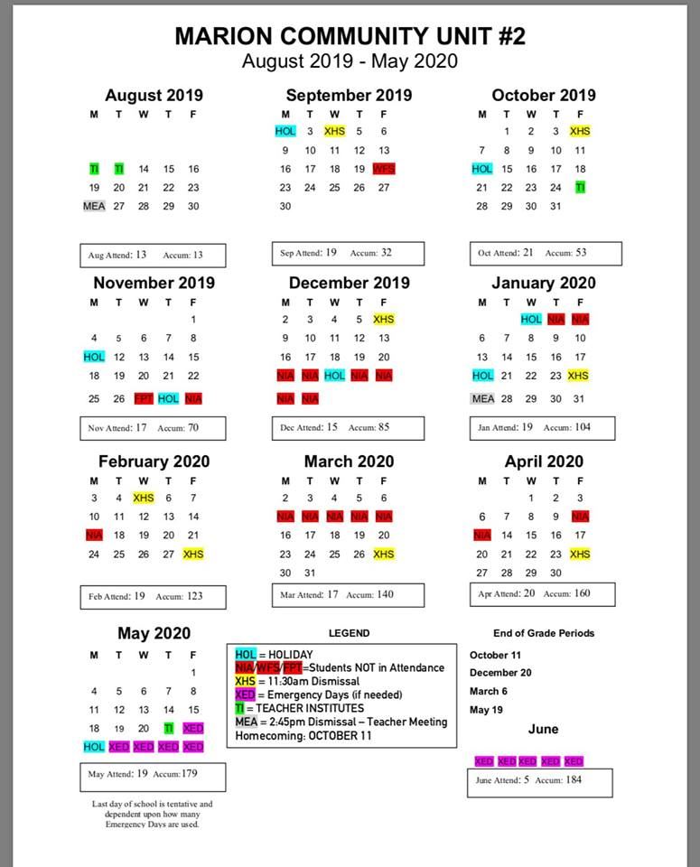 Mrs. Howell Kindergarten / 20192020 District Calendar